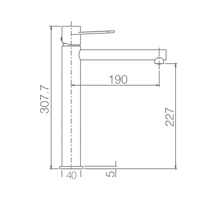 Grifo de lavabo Milos Stick Imex croquis 11