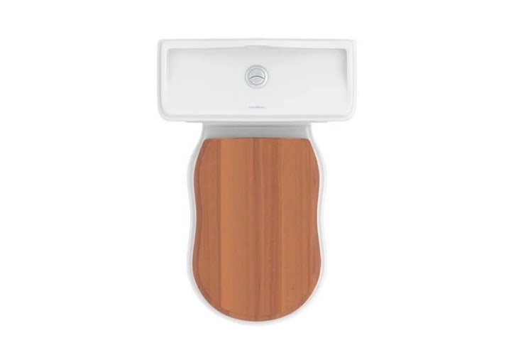 Inodoro compacto Atenas Fossil Natura con tapa de madera detalle 9
