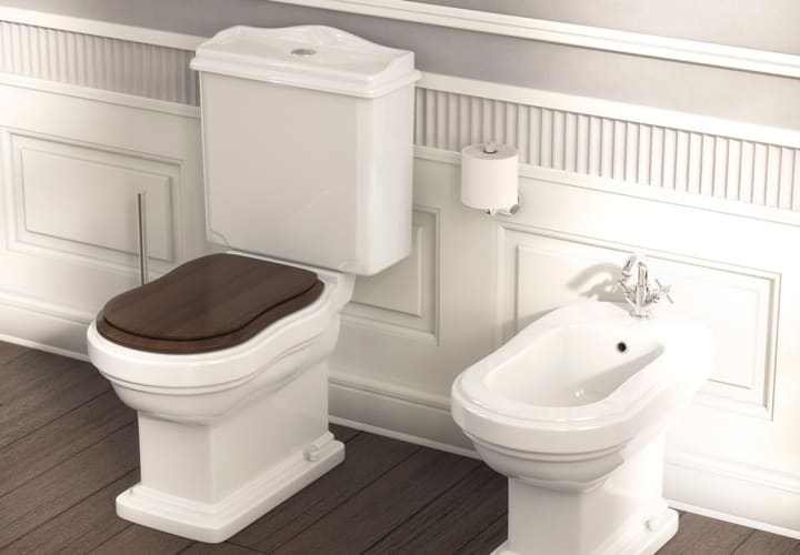 Inodoro compacto Atenas Fossil Natura con tapa de madera ambiente 12