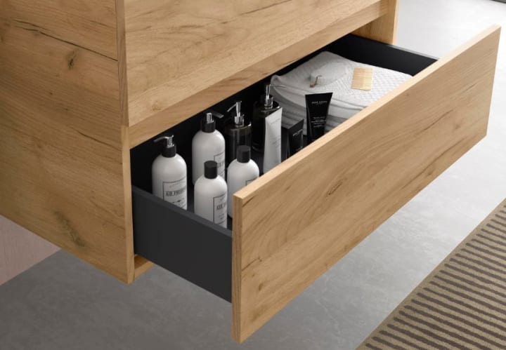 Conjunto mueble de baño con lavabo sobre encimera Bequia Salgar detalle 6