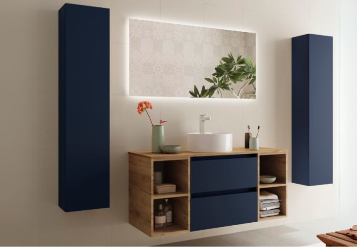 Conjunto mueble de baño con lavabo sobre encimera Bequia Salgar principal 3