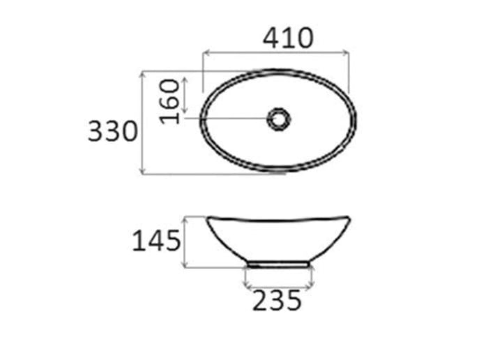 Lavabo sobre encimera Level Bruntec croquis 2