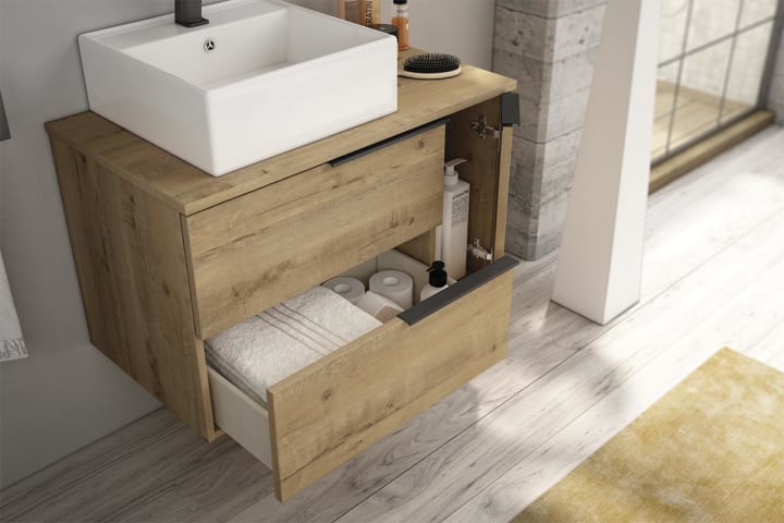 Mueble de baño con encimera de madera Coban Bruntec detalle 4