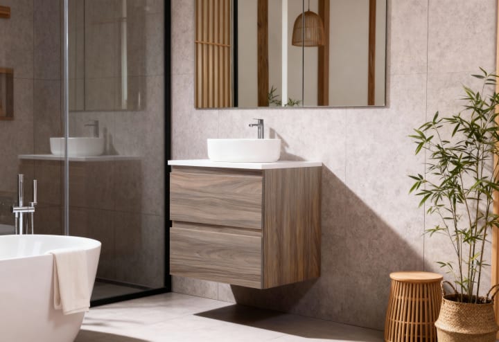 Mueble de baño pequeño Nivo Bruntec 2 cajones suspendido principal 1