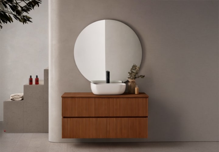Conjunto mueble de baño con lavabo sobre encimera Etna Sanchis principal 2