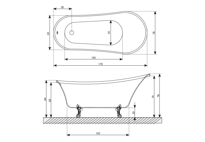 Bañera exenta Época Baños 10 croquis 8