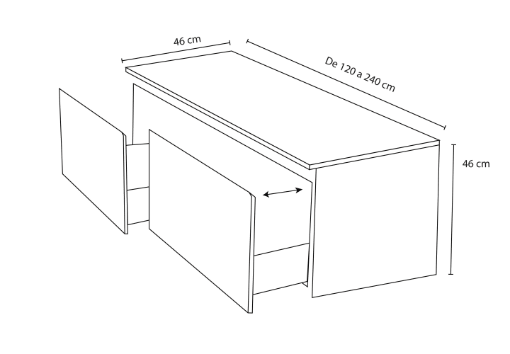 Mueble de baño madera maciza con encimera de madera Alpes 4 Bruntec croquis 5