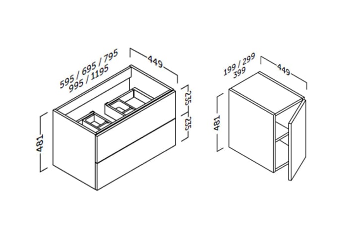 Mueble de baño con encimera de madera Landes Coycama croquis 7