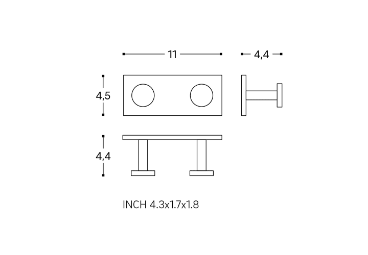 Percha doble de baño Stick Cosmic croquis 2