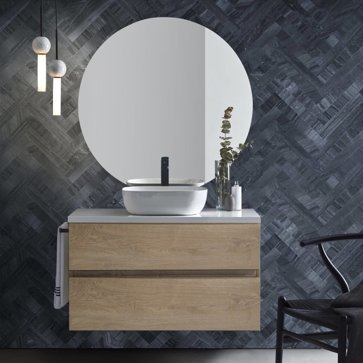Conjunto mueble de baño con lavabo sobre encimera Hana Sanchis ambiente 5