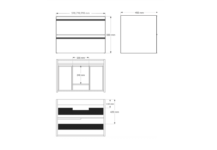 Conjunto de mueble de baño Candem Bruntec croquis 7