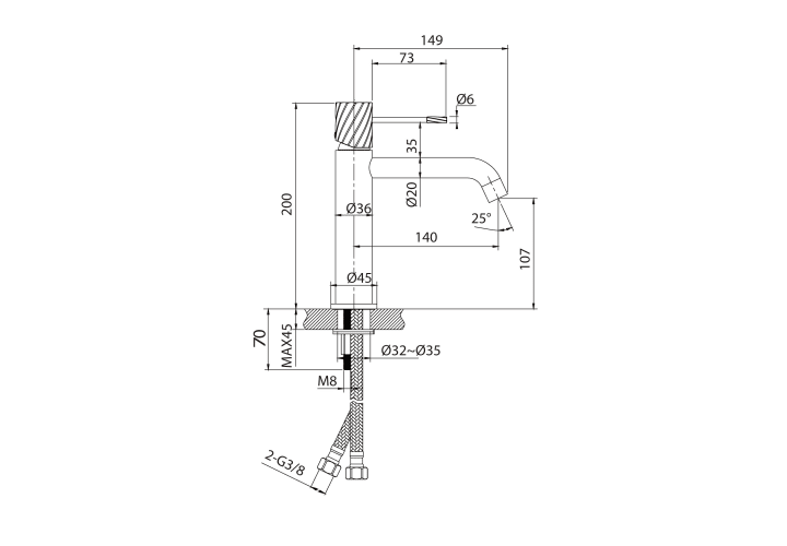 Grifo de lavabo Bless Imex croquis 21