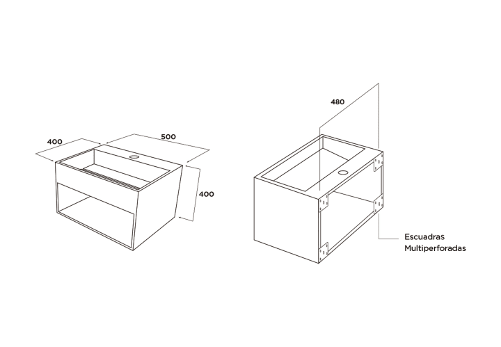 Lavabo de baño suspendido Rock de Art and Bath croquis 2