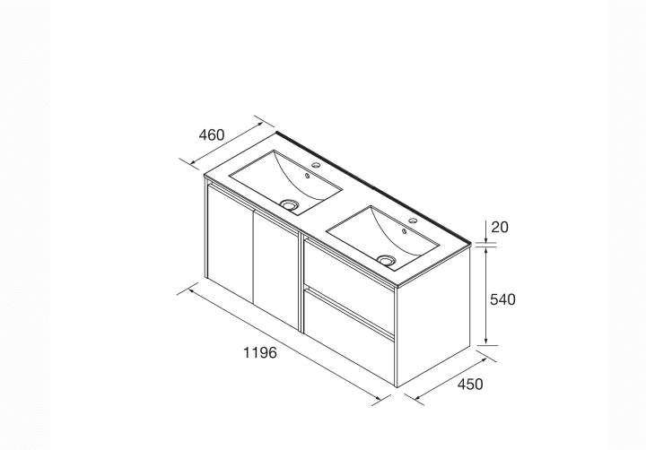 Conjunto mueble de baño Noja Salgar croquis 14
