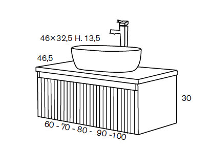 Conjunto mueble de baño Etna Sanchis croquis 8