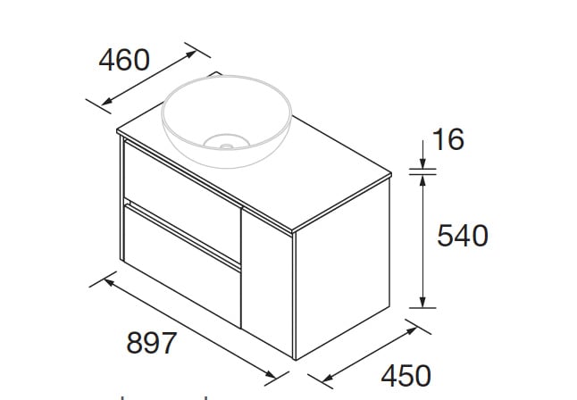 Mueble de baño con encimera de madera Noja Salgar croquis 13