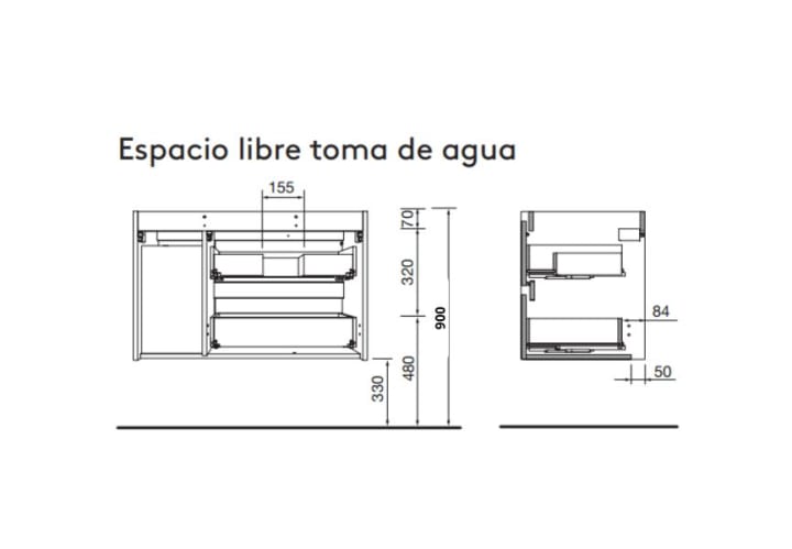 Mueble de baño con encimera de madera Noja Salgar croquis 14