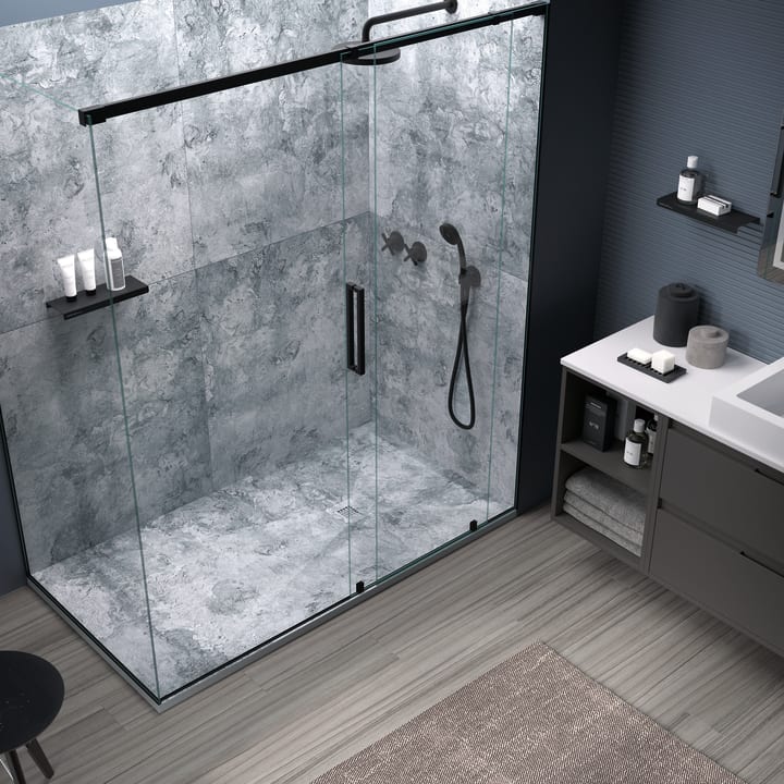 Platos de ducha de resina decorados Design 3D Cemento Bruntec ambiente 6