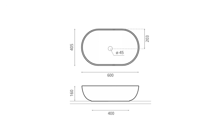 Lavabo sobre encimera Livorno Bathco croquis 4