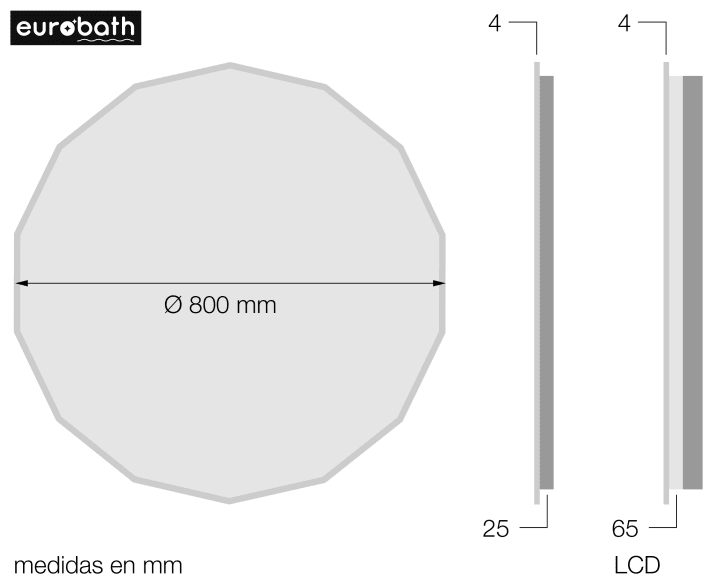 Espejo de baño con luz LED Nassau Eurobath croquis 2