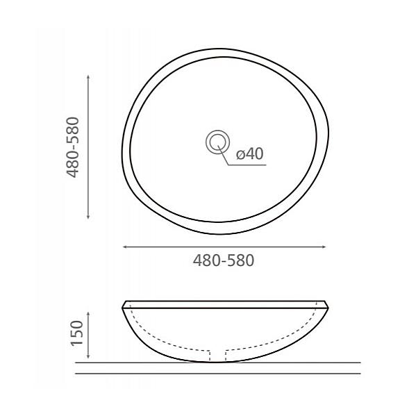 Lavabo sobre encimera Rio Bathco croquis 3