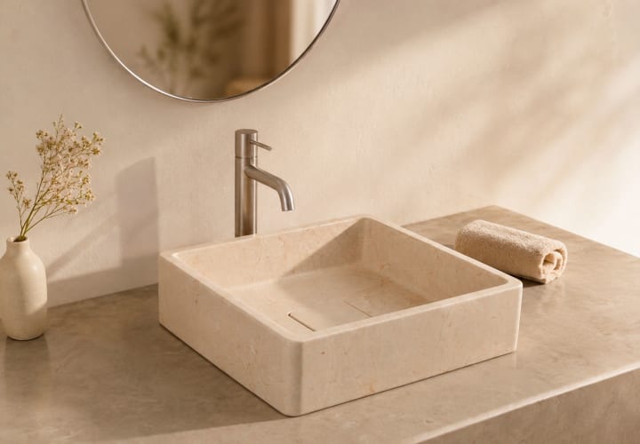 Lavabo de mármol natural Nilo Bruntec ambiente 4