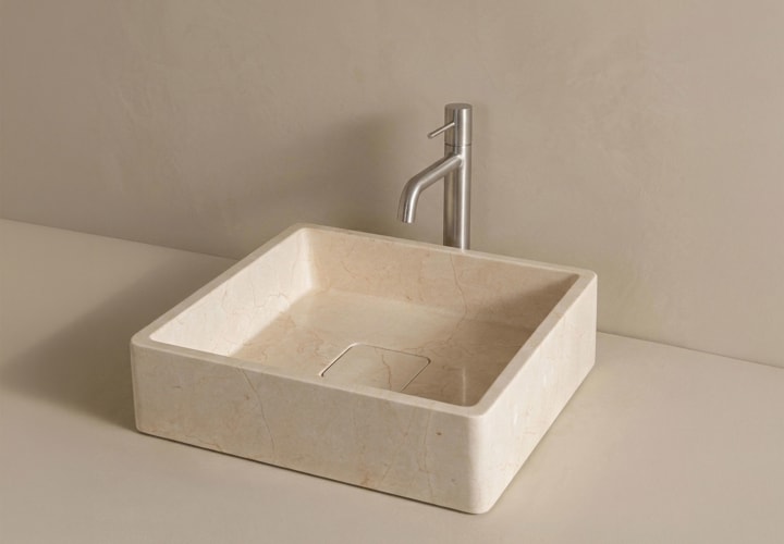 Lavabo de mármol natural Nilo Bruntec detalle 2