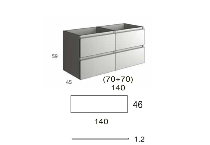 Mueble de baño con encimera de madera Roma Bruntec croquis 8