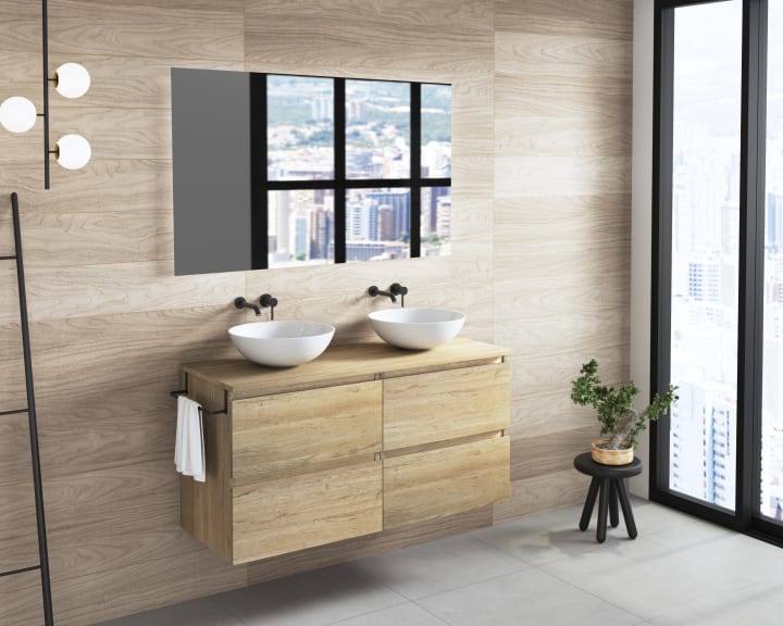 Mueble de baño con encimera de madera Roma Bruntec principal 3