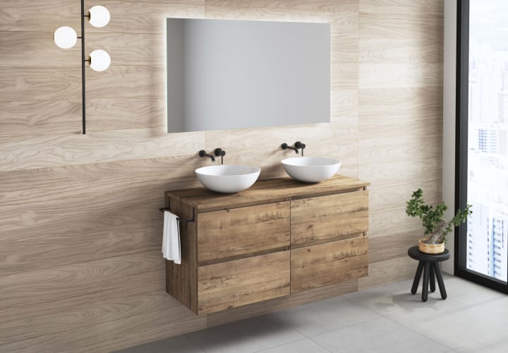 Mueble de baño con encimera de madera Roma Bruntec principal 5