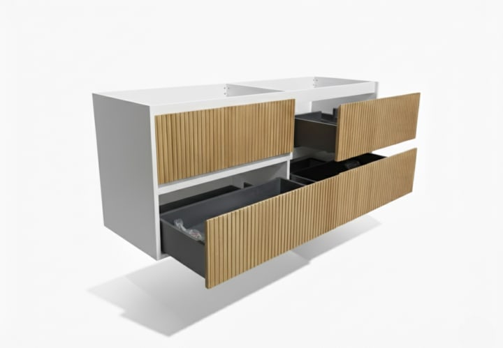Mueble de baño madera maciza con encimera de madera Alpes 18 Bruntec detalle 14