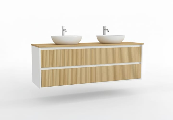 Mueble de baño madera maciza con encimera de madera Alpes 18 Bruntec principal 2