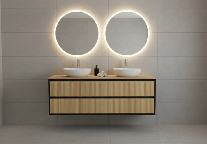 Mueble de baño madera maciza con encimera de madera Alpes 18 Bruntec principal 4