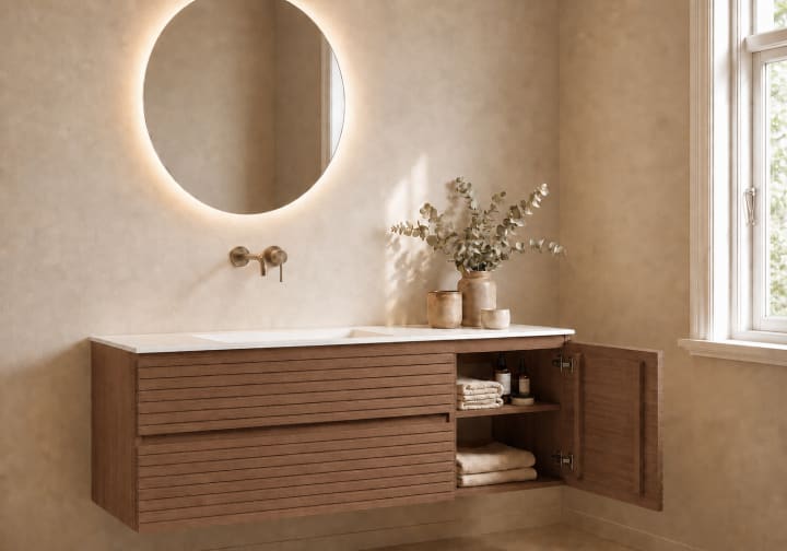 Conjunto Mueble de baño Alpes 21 Bruntec con lavabo Solid Surface detalle 8