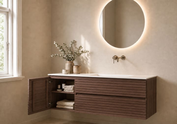 Conjunto Mueble de baño Alpes 21 Bruntec con lavabo Solid Surface detalle 9