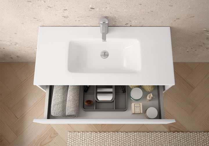 Mueble de baño MDF lacado fondo reducido 37.8 cm Vilma Bruntec detalle 5
