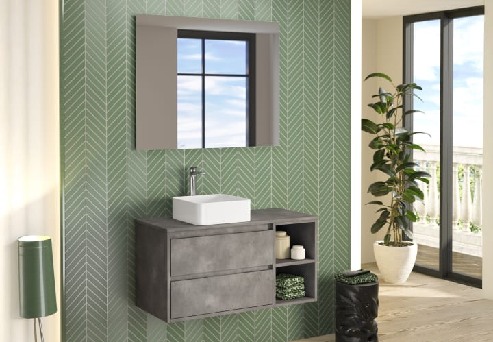 Mueble de baño con encimera de madera Atlanta Bruntec ambiente 5