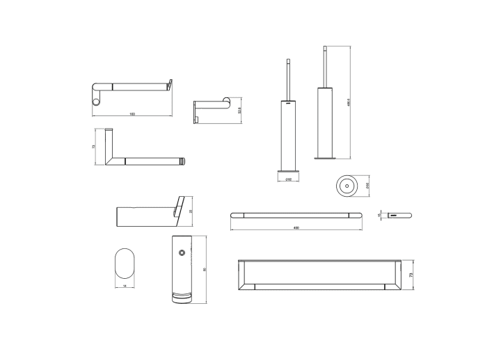 Conjunto de accesorios de baño Micra Cosmic croquis 6