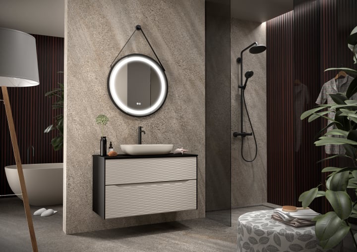 Mueble de baño con encimera de resina Sahara Coycama principal 2