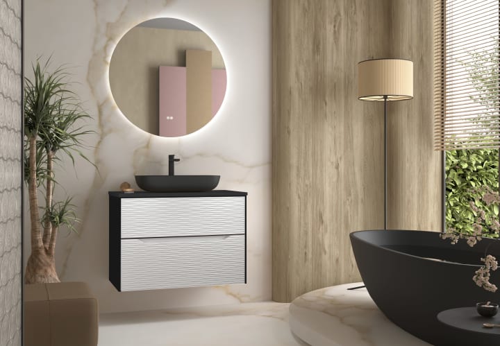 Mueble de baño con encimera de resina Sahara Coycama principal 1