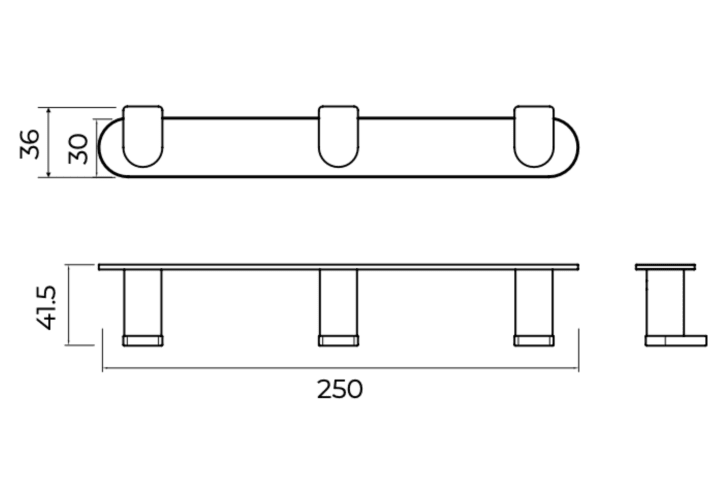 Percha de baño Triple Practic Medimex croquis 7