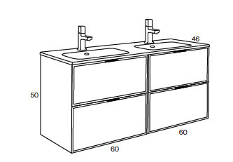 Conjunto mueble de baño Kubik Sanchis croquis 6