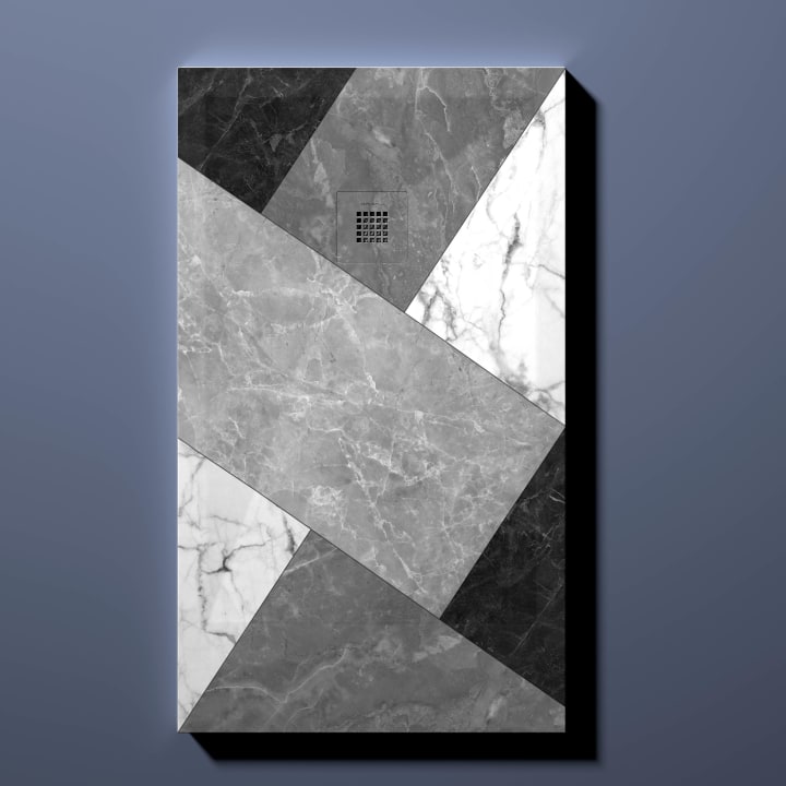 Platos de ducha de resina decorados Design 3D Mosaico Bruntec ambiente 4