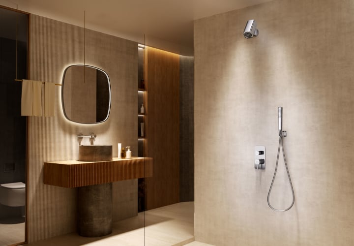 Conjunto de ducha empotrado con rociador movible Toscana Imex ambiente 9