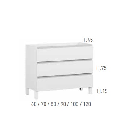 Mueble de baño con encimera de madera Kloe Campoaras croquis 2