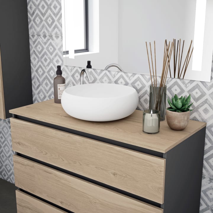 Mueble de baño con encimera de madera Kloe Campoaras detalle 1