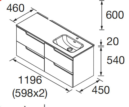 Conjunto mueble de baño Vima Salgar croquis 7