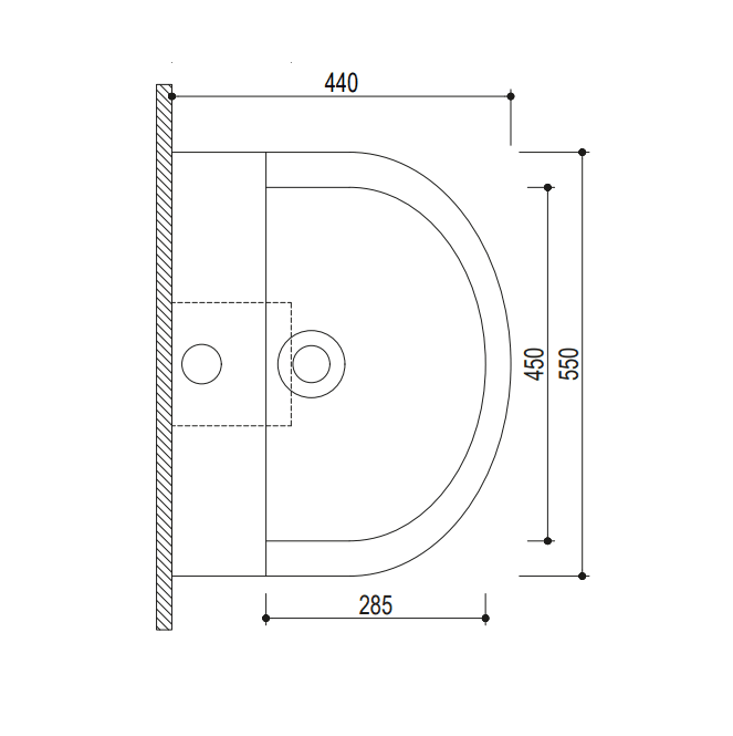 Lavabo con pedestal Strohm Teka Manacor croquis 3