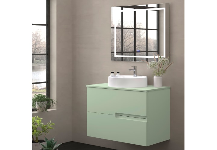 Mueble de baño con encimera piedra compactada mismo color Lia Bruntec colores principal 8