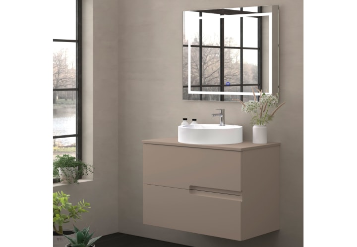 Mueble de baño con encimera piedra compactada mismo color Lia Bruntec colores principal 5